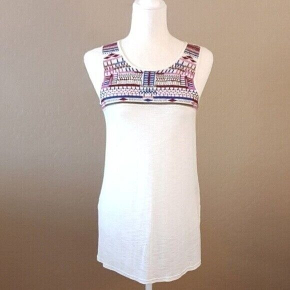 Sanctuary Multi Color Tribal Embroidered Tank Top - Picture 1 of 6
